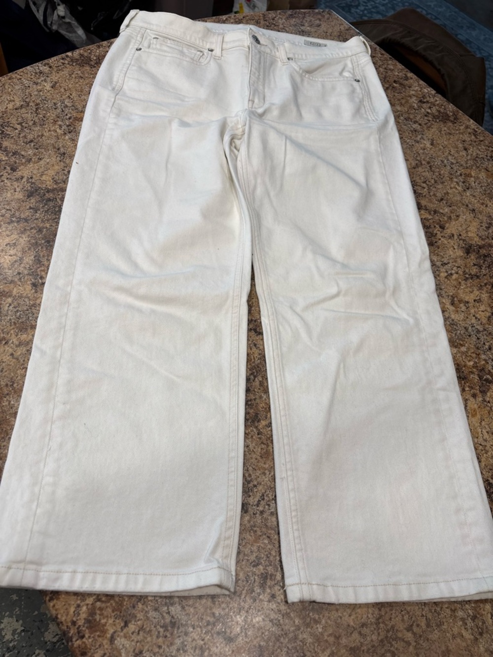 AYR WOMEN’S WHITE DENIM CROPPED JEANS, THE EASY EASY STYLE, ORGANIC COTTON, 30